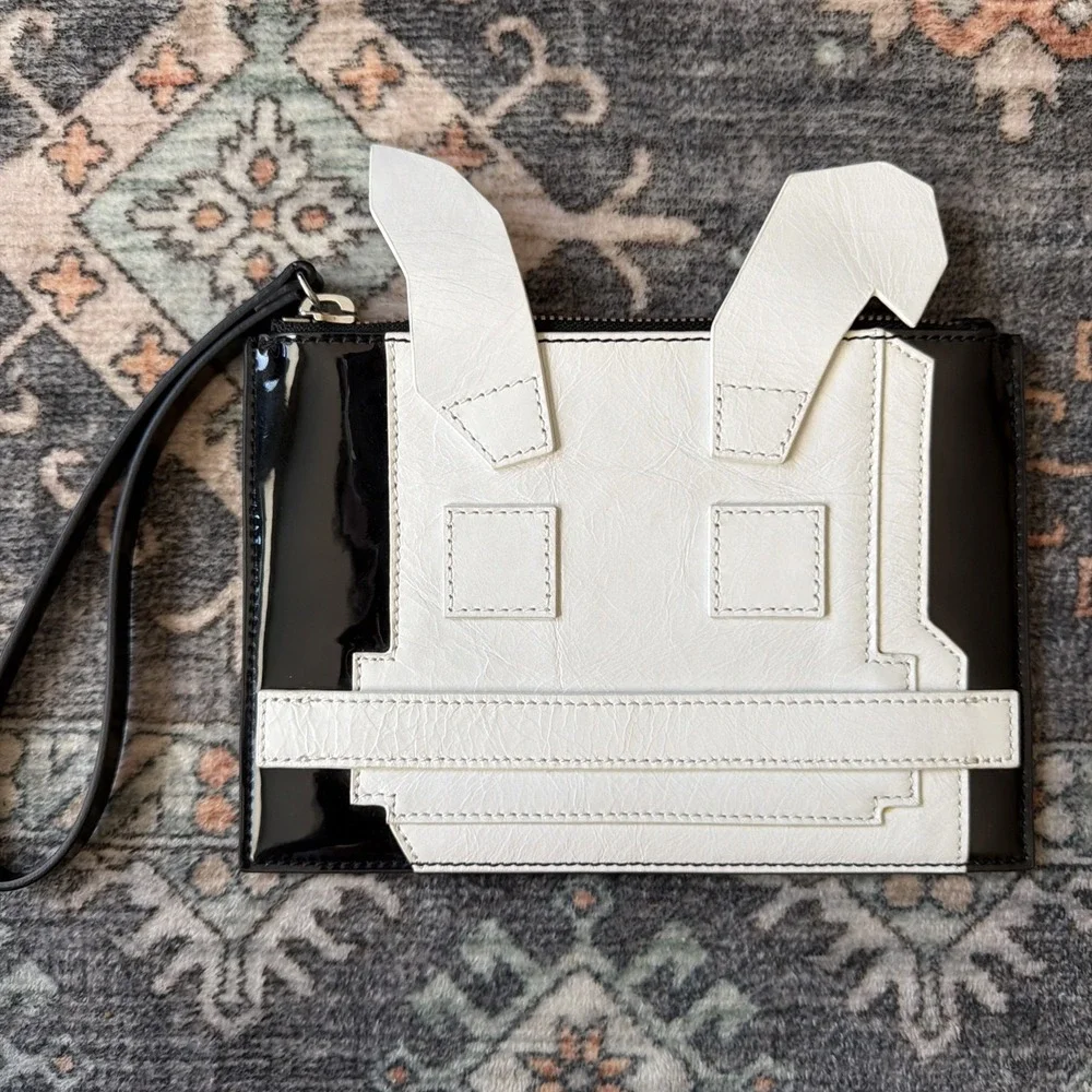 McQ Alexander McQueen Electro Bunny Pouch Wristlet Black White Colorblock Retro